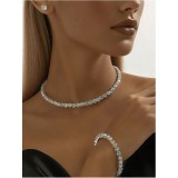 Cumpara ieftin Set 4 Bijuterii Elegante cu Cristale, Argintiu - 796070