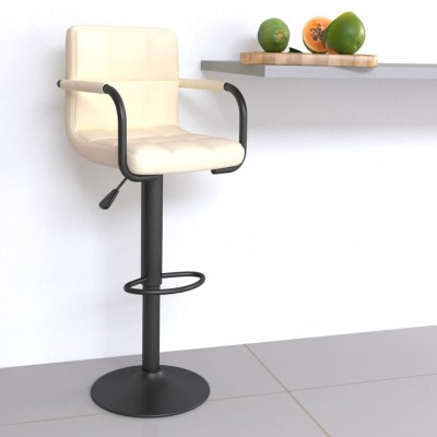 vidaXL Scaun de bar, crem, material textil foto