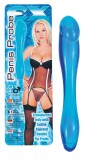 Dildo Anal Dublu Seven Creations, Silicon Flexibil, 18cm, Albastru - Stimulator Unisex Penis Probe