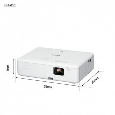 Proiector Epson CO-W01, 3LCD, 3.000 lumeni/ 2.000 Ecomode, WXGA, HD ready, 16:10, lampa 6.000 ore/ 12.000 ore Economy mode, corectie ± 30, zoom 1- 1.3