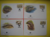 HOPCT PLIC FDC S NR 320 SET 4 FDC -FAUNA- CROCODILI 1984 GAMBIA -NECIRCULAT