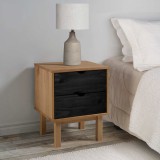 vidaXL Noptieră OTTA Negru 45 x 39 x 57 cm Lemn masiv de pin 42041748