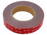 Bandă dublu adezivă de fixare 3M acrilică gri 25mm x 5,5m