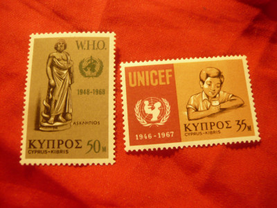 Serie Cipru 1968 - UNICEF- cultura , educatie , 2 valori foto