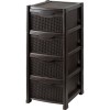 Dulap perlat pentru depozitare, din plastic maro, 4 sertare, 50x40x90cm