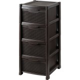 Dulap perlat pentru depozitare, din plastic maro, 4 sertare, 50x40x90cm