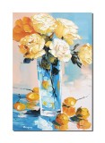 Cumpara ieftin Tablou cu trandafiri galbeni pictat manual, Emotie florala, 60x40cm ulei pe panza in cutit, Geo Ungureanu