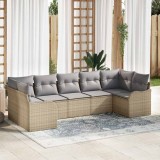 VidaXL Set de canapele pentru grădină cu pernă 7 pcs Bej, gri deschis