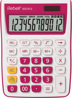 Calculator De Birou, 12 Digits, 145 X 104 X 26 Mm, Rebell Sdc 912 - Alb/roz foto