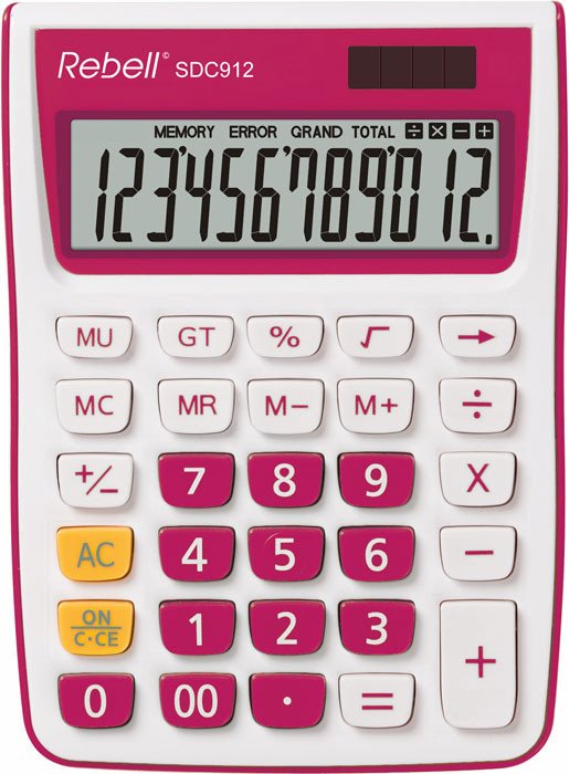 Calculator De Birou, 12 Digits, 145 X 104 X 26 Mm, Rebell Sdc 912 - Alb/roz