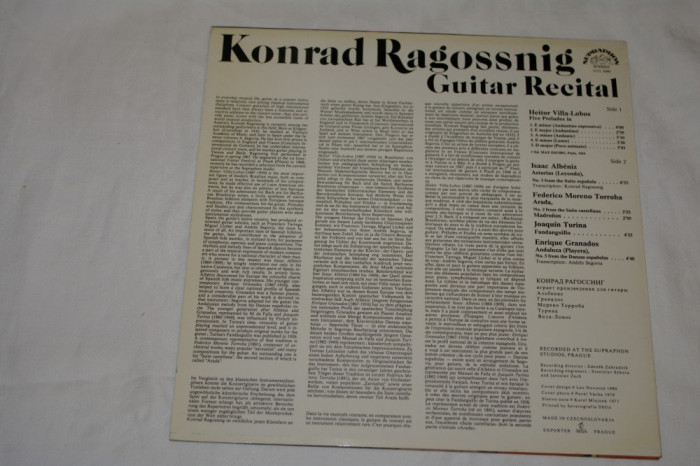 Konrad Ragossnig - Guitar recital - vinil - Supraphon - 1980