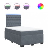 Cumpara ieftin Pat box spring cu saltea, gri inchis, 120x200 cm, catifea