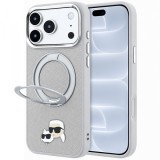 Husa MagSafe pentru Apple iPhone 18 Pro / 17 Pro, Karl Lagerfeld, Ring Stand 360 Karl &amp; Choupette Pin, Gri