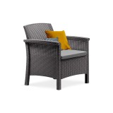 Scaun gradina plastic Venus grafit, cu brate, exterior, rezistent UV, 63x64.5x76 cm, greutate suportata 150 kg