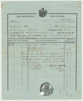 Document rar folosit in vama Principatului Tarii Romanesti 1854 tranzit Braila foto