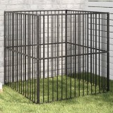Țarc pentru c&acirc;ini cu 4 panouri, negru, oțel galvanizat