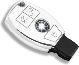 Husa cheie Mercedes-Benz Smartkey 3 butoane, TPU alb cu contur argintiu