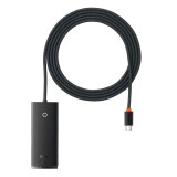 Baseus - Hub Adapter Lite Series (WKQX030501) - Type-C to 4x USB 3.0, Type-C, 2m - Black