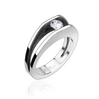 Inel din oțel inoxidabil cu zirconiu de 5 mm - Marime inel: 49
