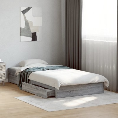 vidaXL Cadru de pat cu sertare gri sonoma 90x200 cm lemn prelucrat 3280683 foto