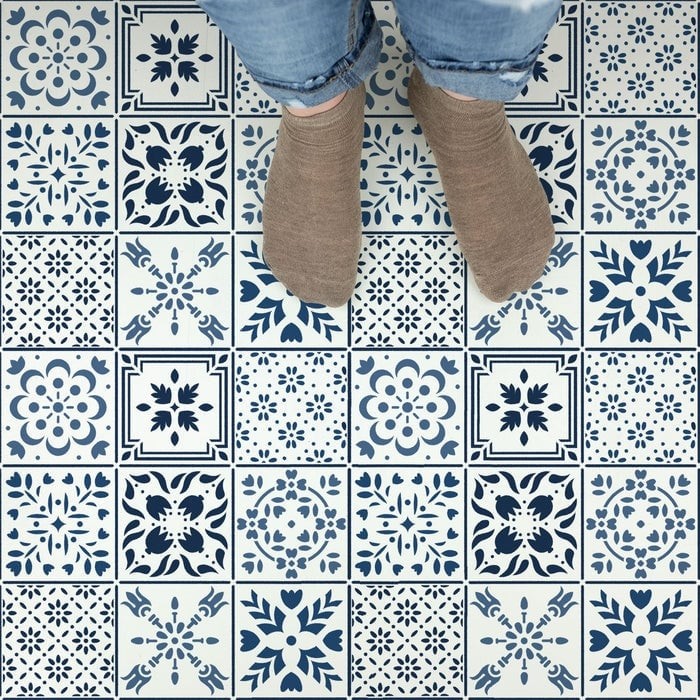 Sablon Perete vopsire, tencuiala 0.7mm Scandinavian Mosaic Tile Stencil Refolosibil, model MXSP7268, 800 x 800 mm