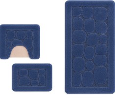 Set covorase baie 3 piese, Albastru 60x100cm foto