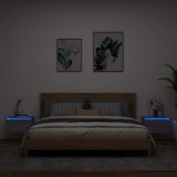 vidaXL Noptiere montate pe perete cu lumini LED, 2 buc., sonoma gri
