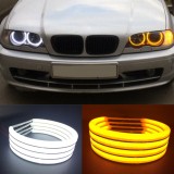 Angel Eyes COTTON compatibil BMW E46 fara lupa. Lumina: alba DRL + semnalizare galbena