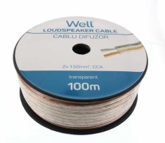 Cablu difuzor transparent 2X1.50mmp, 100m, Well foto