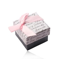 Cutie cadou cu funda pentru cercei sau inel - combina?ie alb-antracit, text foto