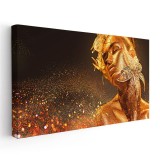 Tablou femeie cu machiaj auriu, auriu 2033 Tablou canvas pe panza CU RAMA 30x60 cm
