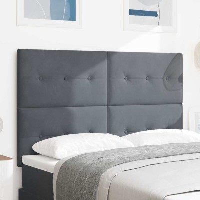 vidaXL Tăblie cap cu lumini cu bandă LED Ajustabil Gri 80 cm Catifea 3338444 foto