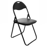 Scaun bucatarie / living pliant XJH-0208, tapitat, metal + PVC, negru