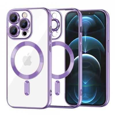 Husa MagSafe pentru Apple iPhone 12 Pro Max, Techsuit, Luxury Crystal, Mov Deschis foto
