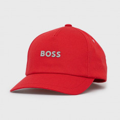 BOSS șapcă din bumbac Boss Casual culoarea rosu, cu imprimeu