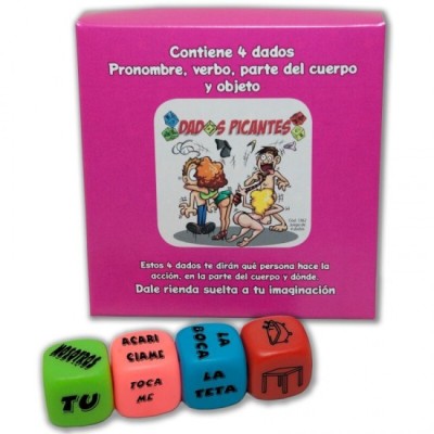 DIABLO PICANTE - 4 DICE GAME OF PRONOUN, VERB, PART OF THE BODY AND PLACE foto