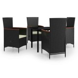 Cumpara ieftin Set masa pentru gradina, 5 piese, cu perne, negru