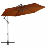 Umbrelă suspendată cu st&acirc;lp din aluminiu, cărămiziu, 300 cm, vidaXL