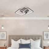 Lustra LED cu telecomanda ZOE 39W, 2 Patrate, lumina Rece/Calda/Neutra, Dimabila, Negru ModernLight Concept