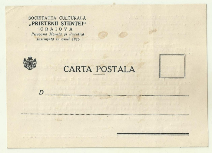 cp antet Societatea Prietenii Stiintei din Craiova - 1934
