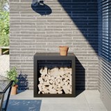 Rastel Lemne Foc vidaXL Negru 60x40x60cm Otel Suport Depozitare Interior Exterior