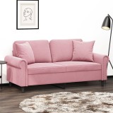 vidaXL Canapea cu 2 locuri cu pernuțe, roz, 140 cm, catifea 3200948