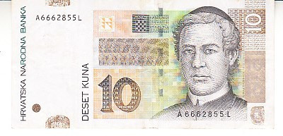 M1 - Bancnota foarte veche - Croatia - 10 kuna - 2001 foto