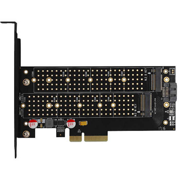 Adaptor Intern PCEM2-D PCI-E 3.0 4x - DUAL M.2 SSD (NVMe + SATA) Voltaj Dual SSD pana la 110mm AXAGON