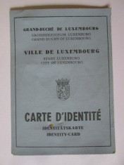 Rara! Carte de identitate/buletin cu foto 105x75 mm Luxemburg/Luxembourg 1961