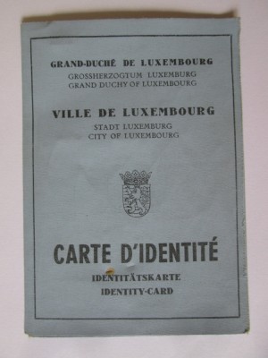 Rara! Carte de identitate/buletin cu foto 105x75 mm Luxemburg/Luxembourg 1961 foto