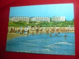 Ilustrata Mangalia - Vedere pe plaja , anii &#039;70 cu stampila anulat