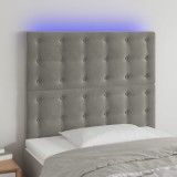 Gossi tablie de pat cu led, gri deschis, 100x5x118/128 cm, catifea