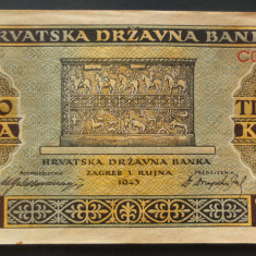 Bancnota ISTORICA 1000 KUNA - CROATIA, anul 1943 *Cod 603 - DOMINATIE FASCISTA