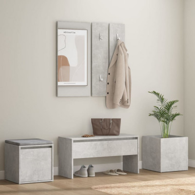 Gossi set de mobilier pentru hol, gri beton, lemn prelucrat foto